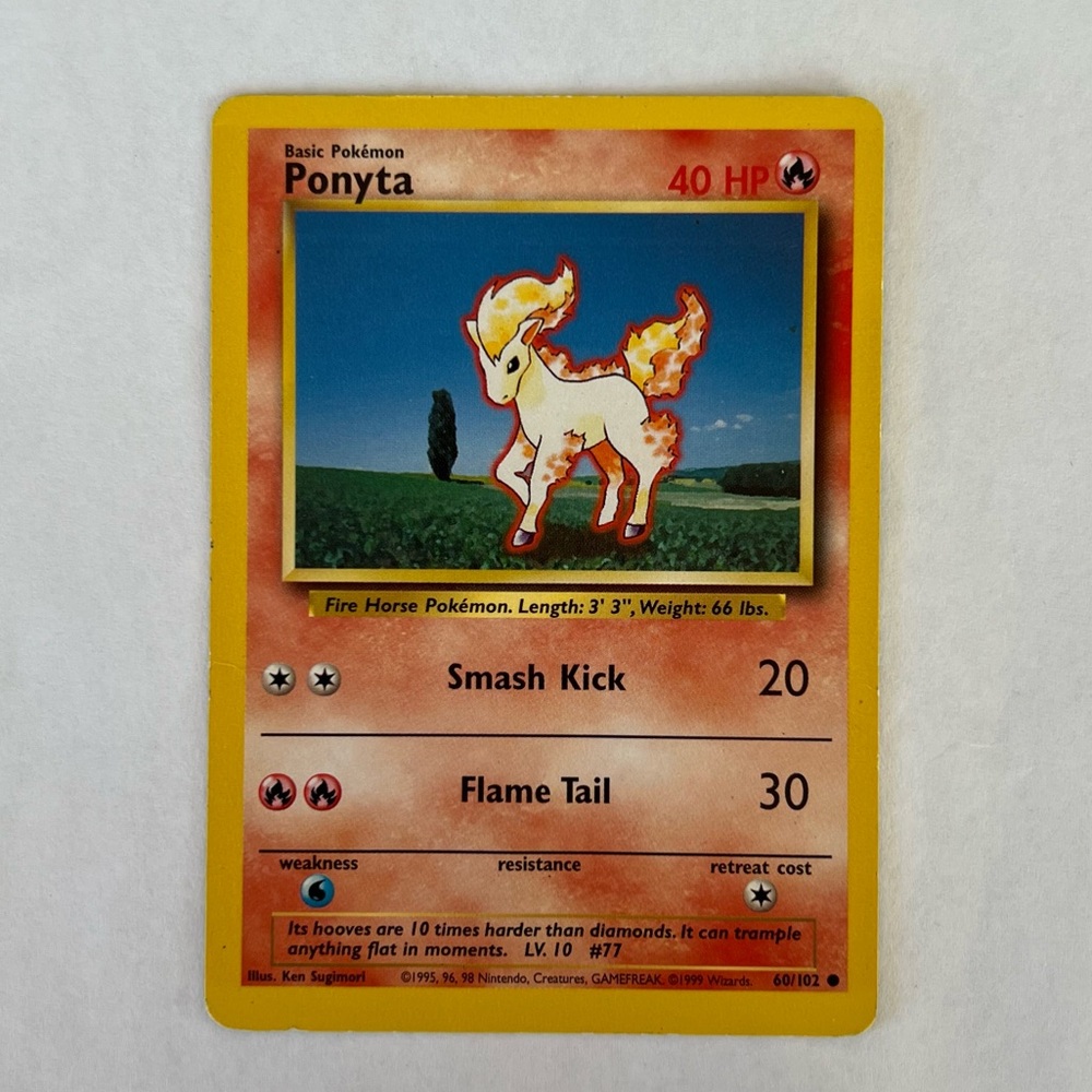 Vintage Pokemon Ponyta Playing Card